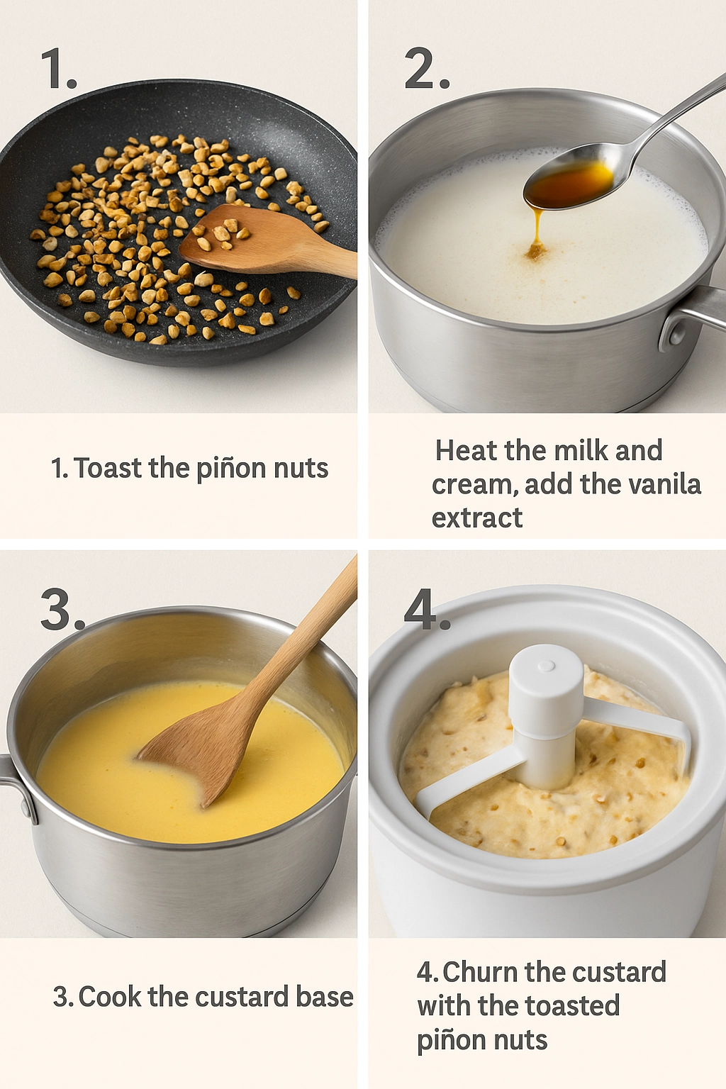 How to Make Pinon Ice Cream Churning homemade pinon ice cream in an ice cream maker