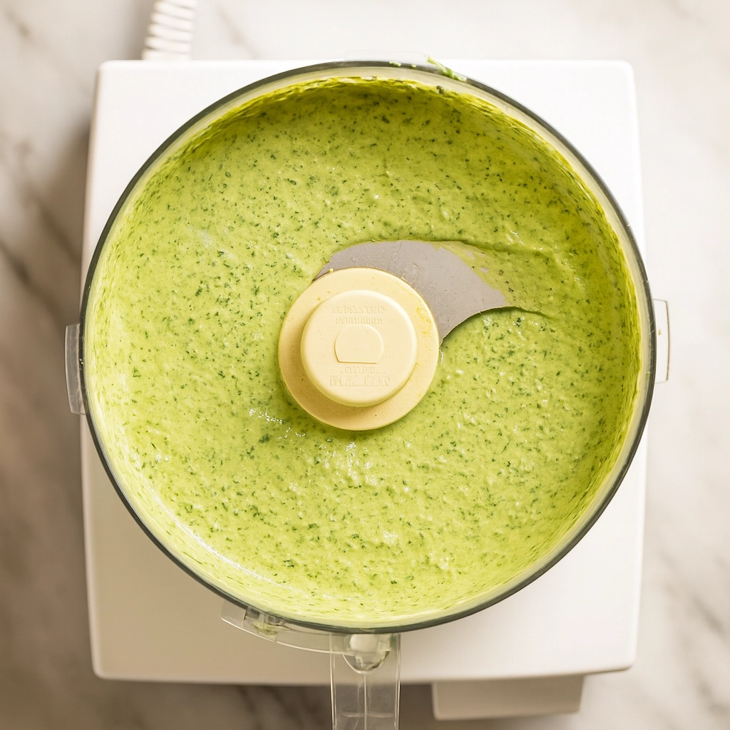 Mixing Green Goddess Salad dressing in a blender