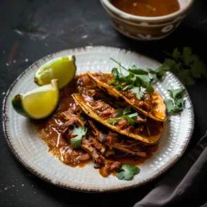 Crockpot birria tacos with cheese and consommé