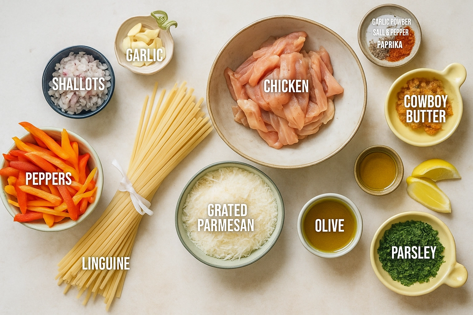 cowboy butter chicken ingredients arranged on a counter cowboy butter chicken ingredients arranged on a counter