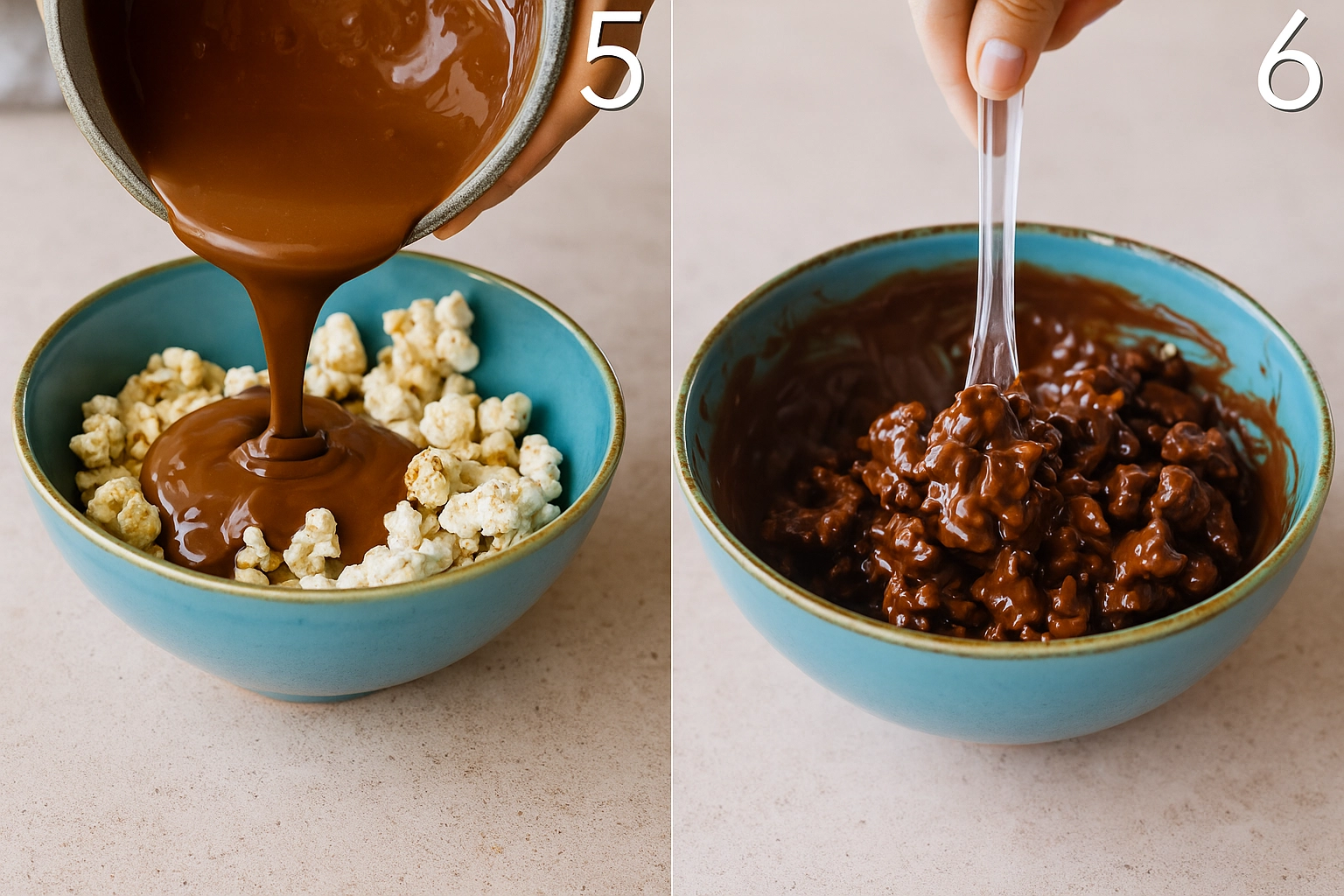 Step-by-step making of chocolate rice cakes recipe