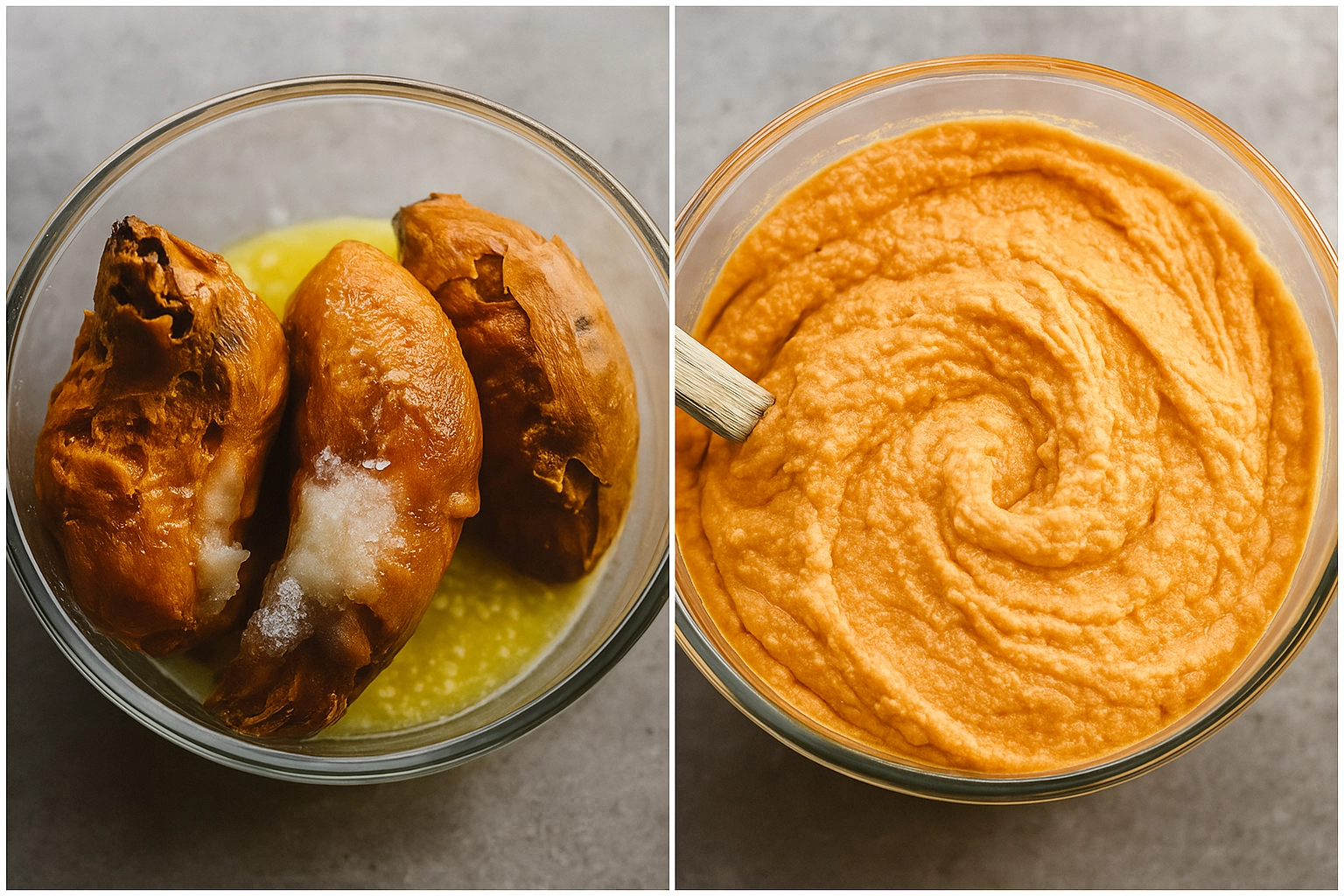 Step-by-step process for making Sweet Potato Casserole