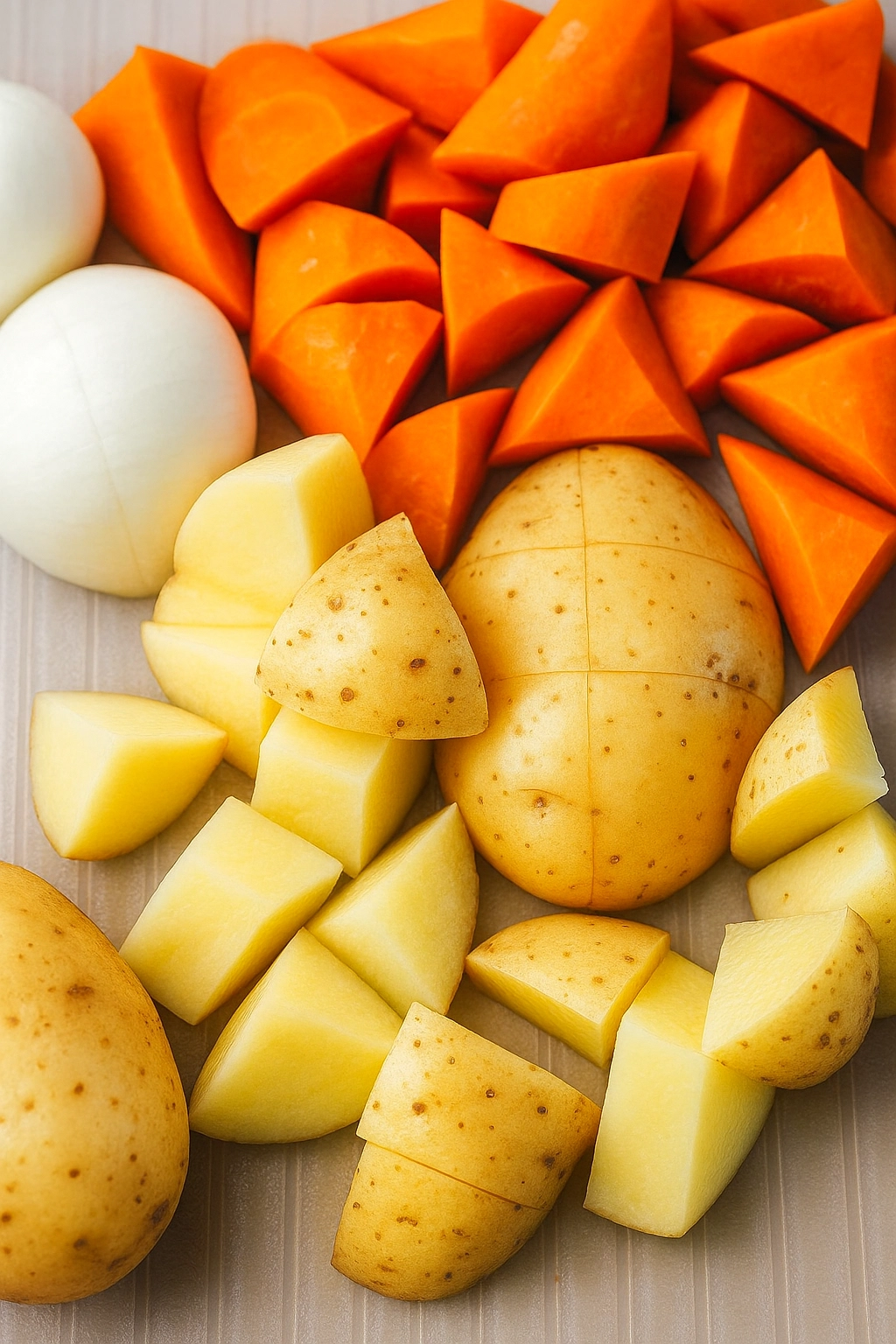 Step-by-step process of making beef stew with potatoes in a Dutch oven Step-by-step process of making beef stew with potatoes in a Dutch oven