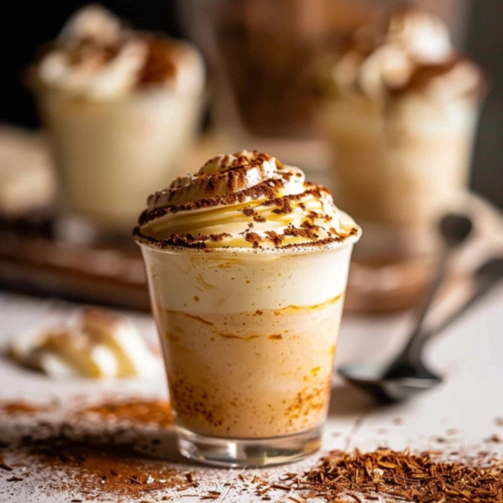 Alt: chocolate cake shot dessert drink topped with whipped cream Alt: chocolate cake shot dessert drink topped with whipped cream