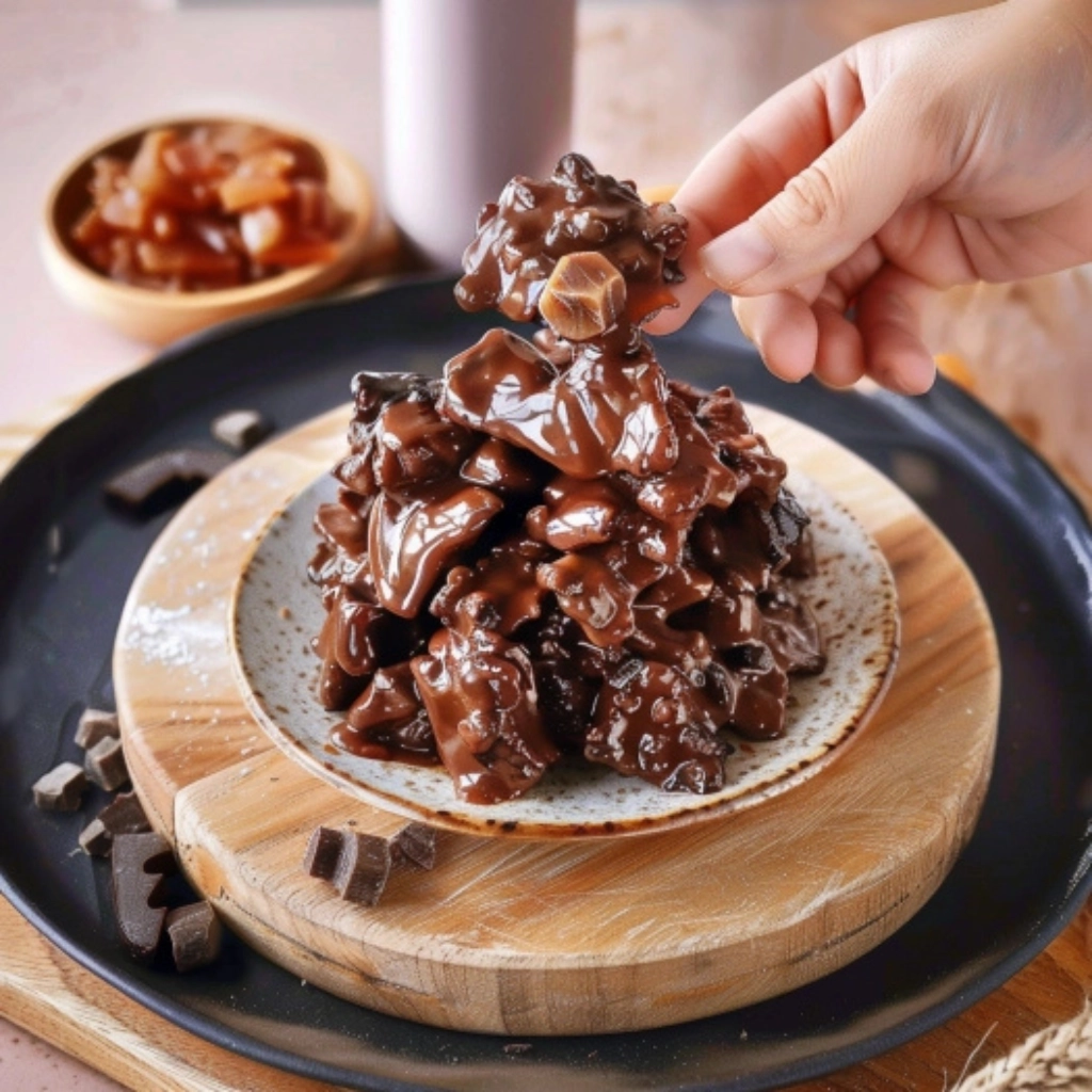 Easy chocolate rice cakes recipe with dark chocolate and peanut butter