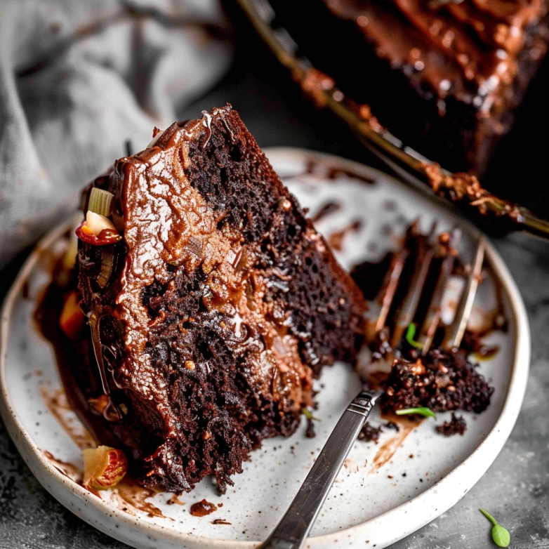 Moist gluten free chocolate cake with butter and rich chocolate frosting
