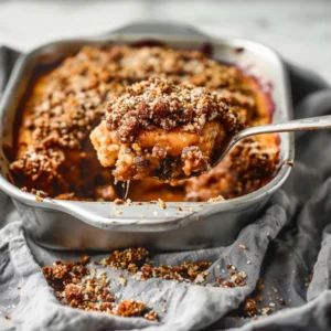 Sweet Potato Casserole with pecan crumble and marshmallow topping