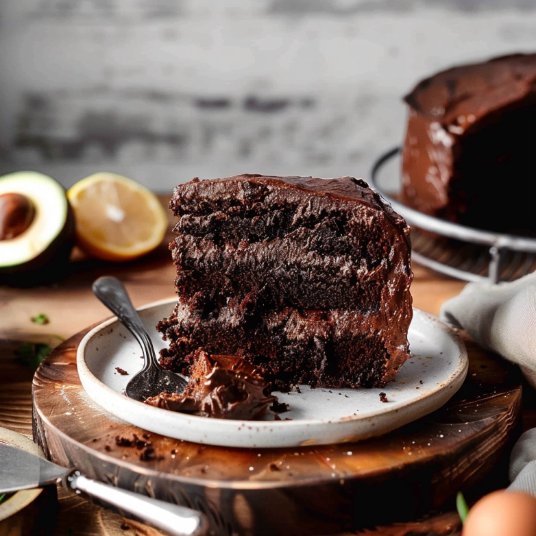 Moist gluten free chocolate cake with butter and rich chocolate frosting