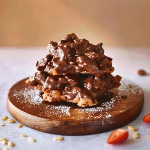 Easy chocolate rice cakes recipe with dark chocolate and peanut butter