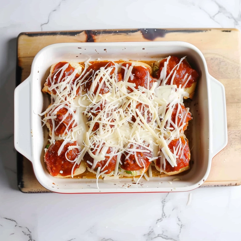 Easy Meatball Sliders with marinara, mozzarella, and Parmesan topping