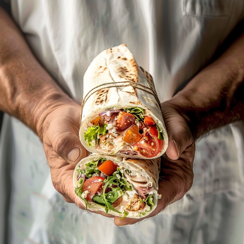 crispy chicken bacon ranch wrap recipe on white plate crispy chicken bacon ranch wrap recipe on white plate