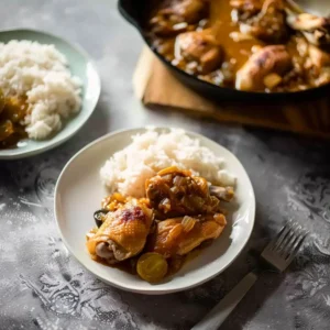 Chicken Yassa recipe with caramelized onions and citrus sauce