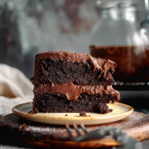 Moist gluten free chocolate cake with butter and rich chocolate frosting