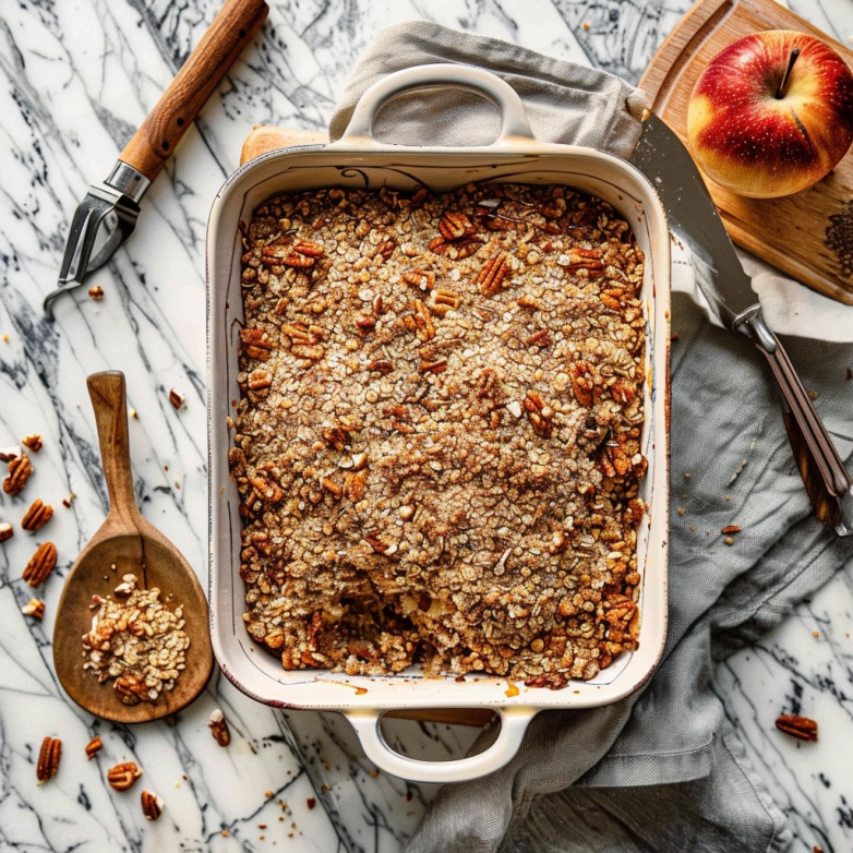 Sweet Potato Casserole with pecan crumble and marshmallow topping
