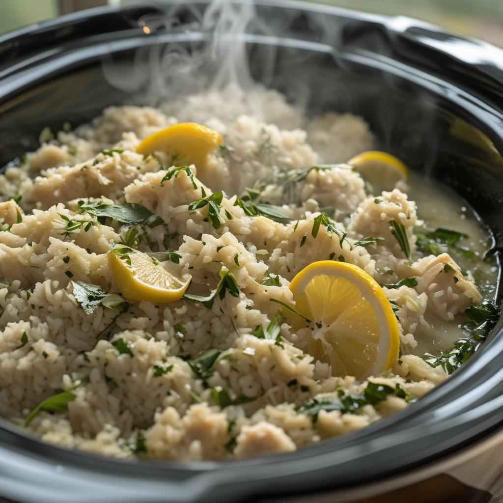 Slow Cooker Lemon Herb Chicken and Rice Recipe