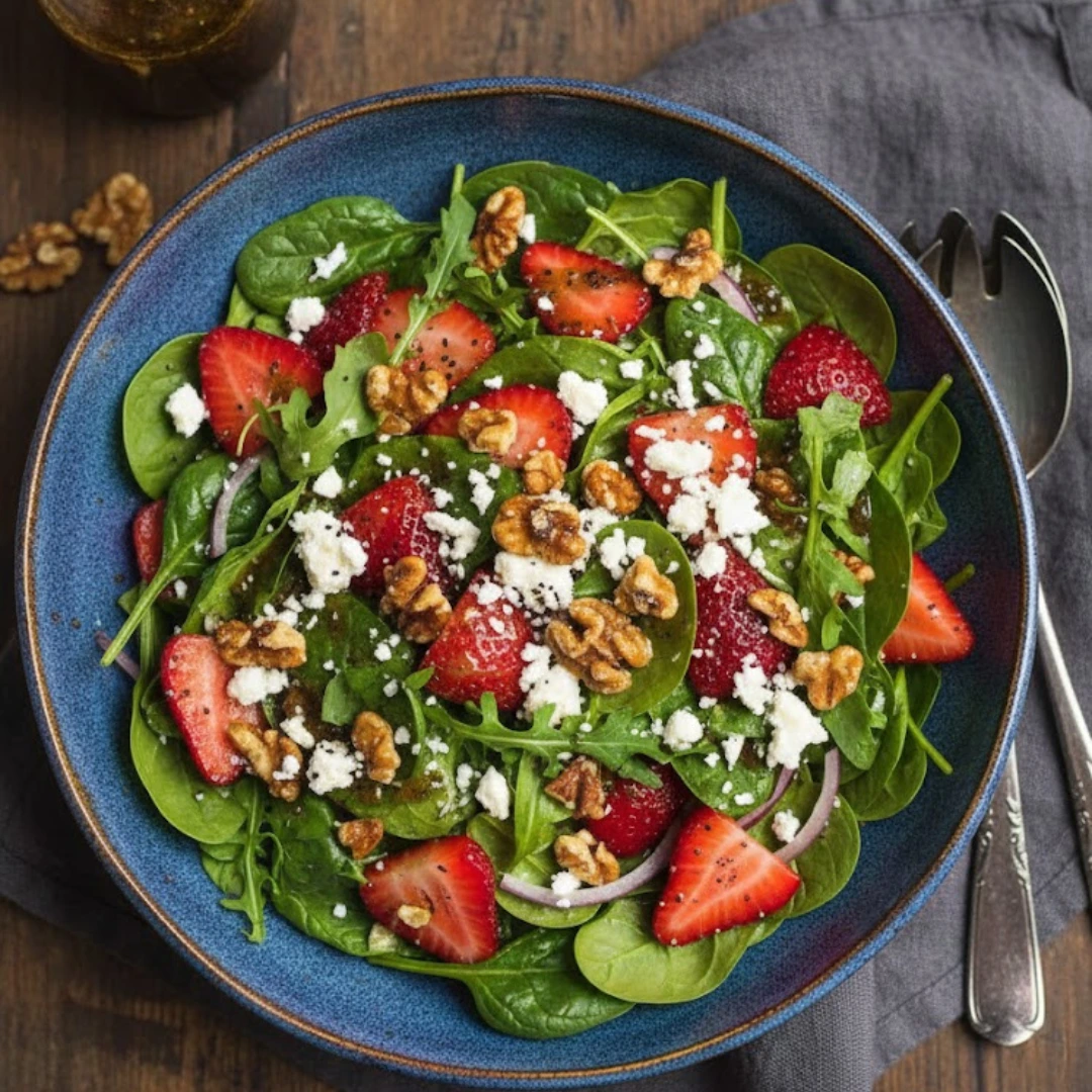 Fresh Spinach Strawberry Salad with Balsamic Poppy Seed Dressing